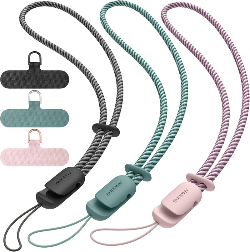 SURPHY 3 Pack Phone Wrist Strap with CellPhone Tether Tab, Cellphone Lanyard, Phone Strap with 2-Color Braided, Wrist Lanyard - Image 1